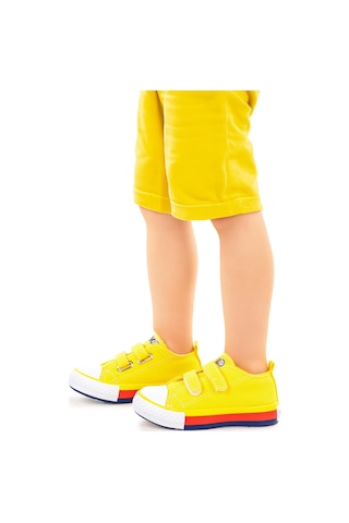 Kiko Kids Linen Cırtlı Erkek Bebek Keten Spor Ayakkabı Sarı