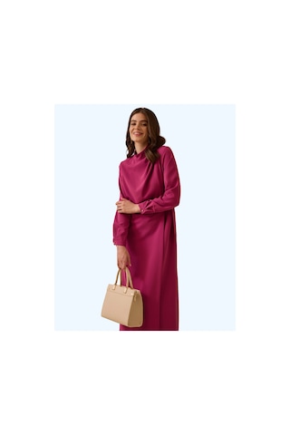 Seçil Beli Ayarlanabilir Dik Yaka Elbise Pembe - 751297413 Pembe