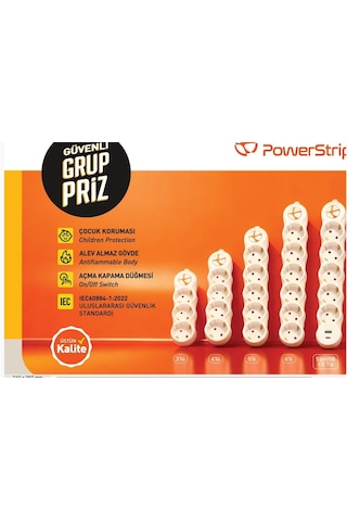 Tuncmatık Powerstrıp4 Tsk19061 3m Iec 66884-1:2022 Standartı, Fr Alev Almaz Anahtarlı Grup Priz 0 M