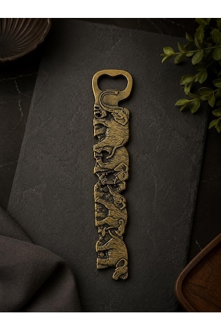 Açacak Metal Fil Desenli Şişe Açacağı 15 Cm Dekoratif Bronz