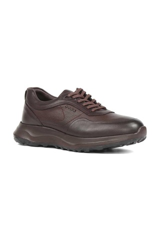 Erkek Kahverengi Kalın Tabanlı Deri Sneaker