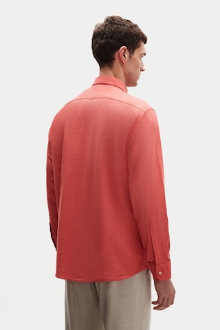 D'S Damat Ds Damat Comfort Nar Çiçeği Düğmeli Yaka Rahat Kesim Keten Görünümlü %100 Pamuk Gömlek 2hc02ort64265 Nar Çiçeği Narçiçeği