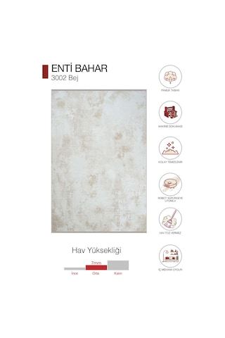 Enti Bahar 3002 Bej Halı - Soyut Desenli Akrilik Salon Halısı