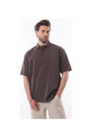 Madmext Füme Oversize Rahat Kesim Kısa Kollu Gömlek 6744
