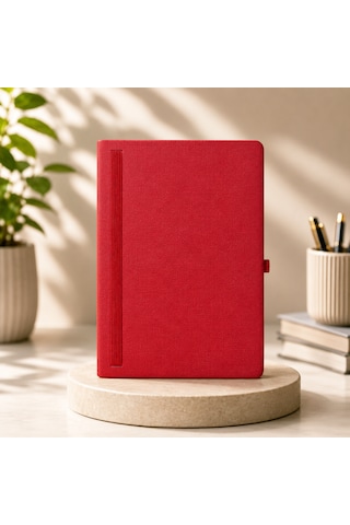 Şık Tasarım Lastikli Ajanda/defter - 4 Farklı Renk Seçeneği Kırmızı