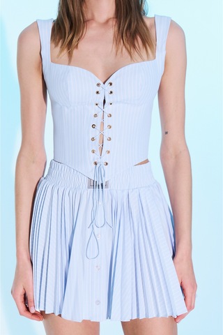 Sagaza Studio Ss6014 Önden Düğmeli Pileli Etek Bebe Mavisi
