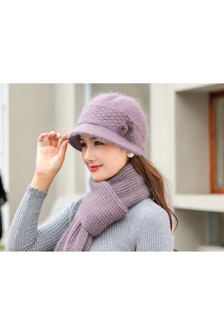 Arion Hs-01x Şık Şapka/bere Ve Atkı Takımı Mor