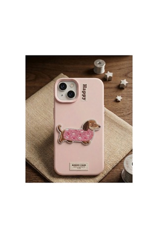 Köpek Nakışlı I-phone 13 Telefon Kılıfı Pembe