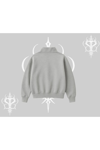 Startmore Beyaz Yarım Fermuarlı Sweatshirt Sp55der Gri