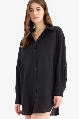 DeFacto Regular Fit Pamuklu Plaj Gömleği-Fall in Love W8241AZ25SMBK27 Siyah