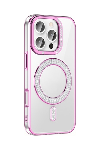 Teleplus Apple Uyumlu iPhone 16 Pro Max Kılıf Karetta Diamod Taş Desenli Magsafeli Kapak