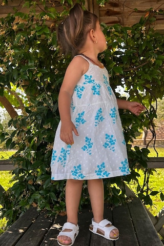 Escabel Kız Çocuk Elbise Çiçek Desenli 1.5-5 Yaş, Beyaz Beyaz