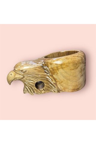Ahşap El Oyması Kartal Figür Kuksa. Ölçü: 17 10x8 Cm