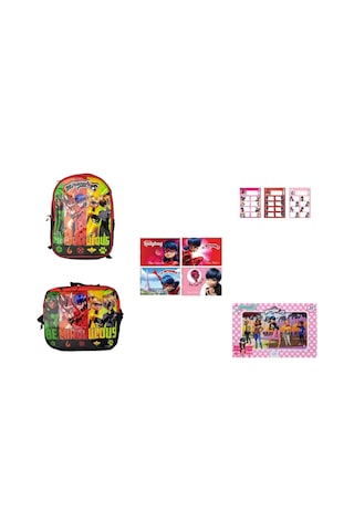 Ladybug Karakterleri Lisanslı Ilkokul Çantası 10 Parça Set Karışık Renkli