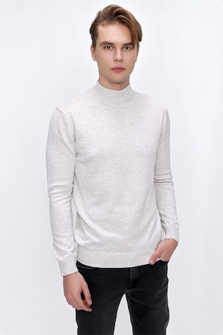 Morven Basic Dinamik Fit Rahat Kesim Yarım Balıkçı Yaka Triko Kazak 99kc017002653 Bej