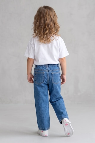 Dmb Boys & Gırls Kız Çocuk Kalp Nakışlı Denim Kot Pantolon Mavi 2-7 Yaş-2791