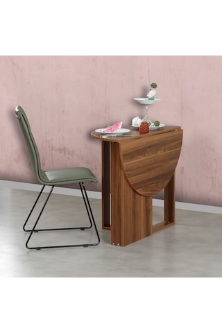 Pasifichome Middle Açılır Kapanır Mutfak Masası Ceviz / Yuvarlak Yemek Masası