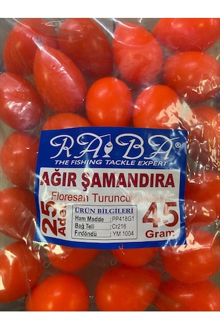 Raba 45gr. Floresan Turuncu Bulrag Ağır Şamandıra, Fırdöndülü Zargana Topu