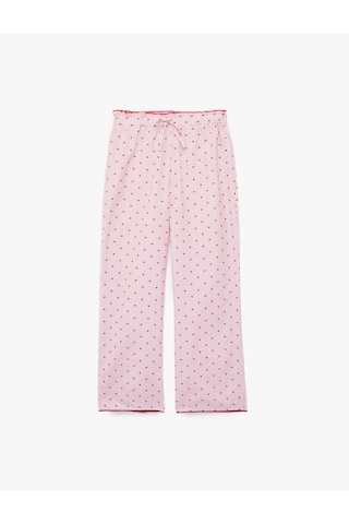 Koton Rahat Kalıp Kalp Desenli Bağcık Detaylı Dokuma Poplin Pijama Altı Pembe Desenli 6slk50001mw Pembe Desenli