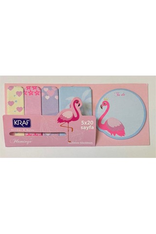 Yapışkanlı Not Kağıdı Set Flamingo Temalı 20x5 Yaprak 50x50mm