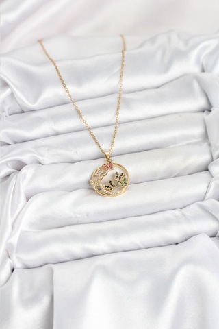 316l Çelik Zincir Gold Renk Zirkon Taşlı Kelebekli Kadın Kolye - Prt3500eb09332-95254 altın