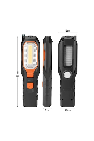El Feneri 4 Modlu 90 Akrobat Led Çalışma Işığı İş Lambası Darbeye Dayanıklı Mıknatıslı Fener 8w