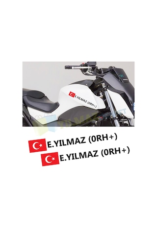 Kişiye Özel Kan Grubu Oto Sticker Motosiklet Yapıştırma 2 Ad