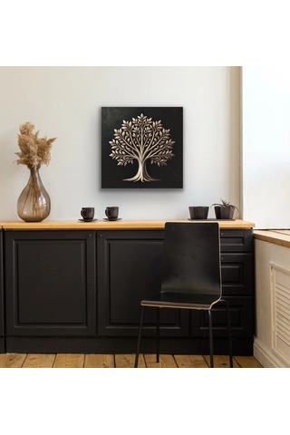 Bronz Ağaç Kanvas Tablo 60x60cm Çok Renkli