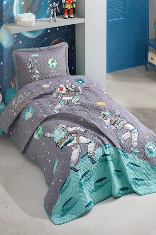 Clasy %100 Pamuk Space V1 Tek Kişilik Yatak Örtüsü Antrasit