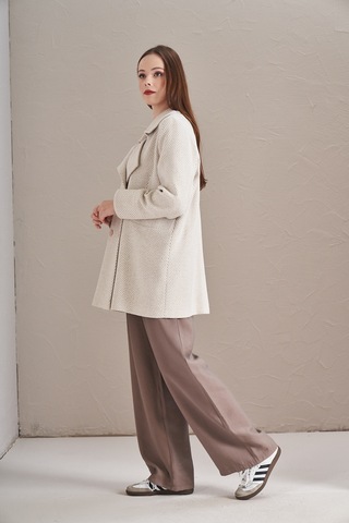 Balık Sırtı Ceket Ekru Ekru