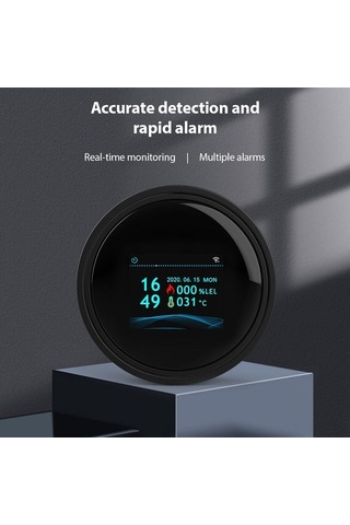 Trendooze Tuya Akıllı Wifi Gaz Dedektörü - Renkli Lcd Ekranlı, Ev Ve Banyo Kullanımı İçin Siyah Siyah