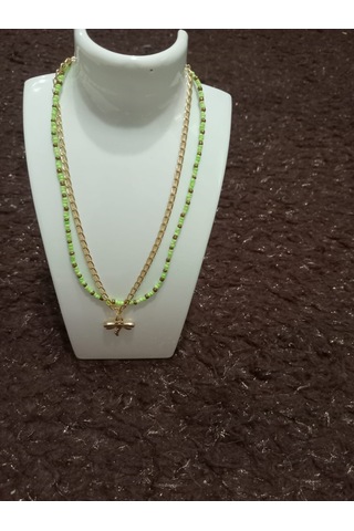 Yusufcuk Uçlu Çift Kolye Yeşil