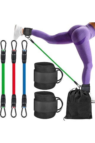 Valkyrie 6 Parça Baldır Kalça Egzersiz Seti Bacak Direnç Tansiyon Lastiği Pilates Yoga Destekleyici Çok Renkli