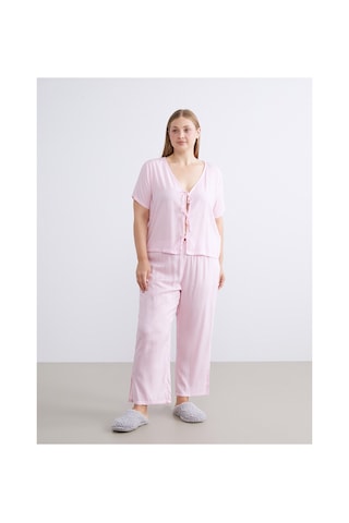 Lcw Dream Pembe V Yaka Çizgili Kadın Pijama Takımı
