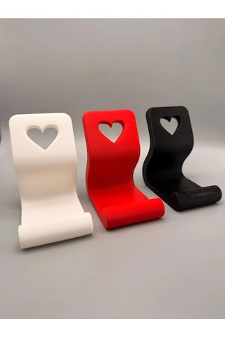 Riti Design - Cor - Kalp Pencereli Minimalist Masaüstü Telefon Tutucu Beyaz