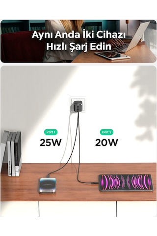 Spigen Arcstation Pro Gan 452 45w 2 Port Usb-c Güç Adaptörü Sierra Blue Ach05156