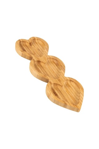 Bambu Sunum Tabağı - Kalpli / 3 Bölmeli