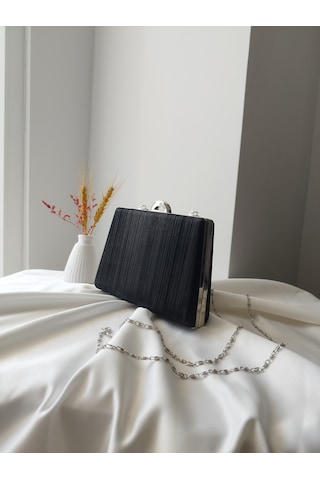 Vivazzaluxe Simli Abiye Düğün Nişan Kadın Clutch Çanta Siyah