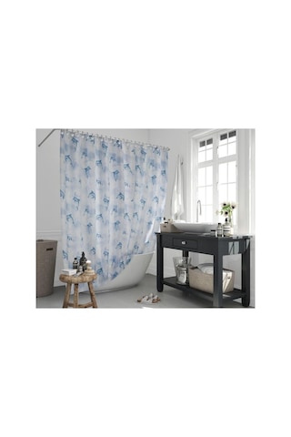 Tropik Home Banyo Perdesi Yunus Desen Yerli Üretim Duş Perdesi Plastik C-halka Hediye 180x200cm Banyo Perdeleri Genel