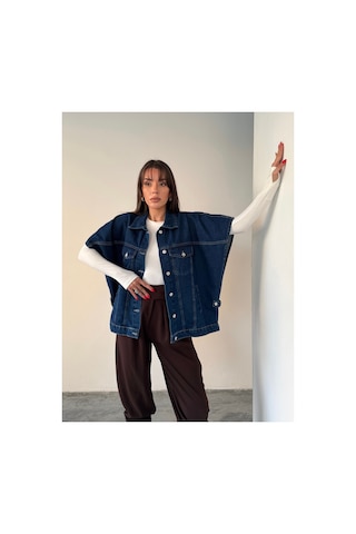 Blue Marlın Oversize Lacivert Yelek/panço Lacivert