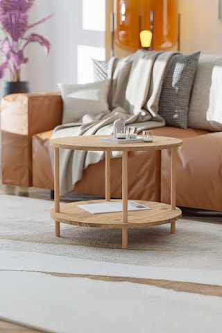 Yuvarlak Orta Sehpa Gazetelik Ahşap Ayaklı Sehpa -çam