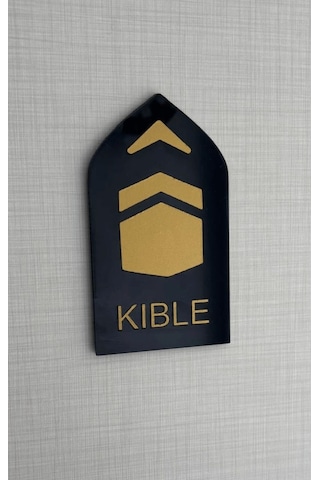 5'li Kıble Siyah Pleksi Yönlendirme Levhası 8x14 Cm Kendinden Yapışkanlı Yön Tabelası