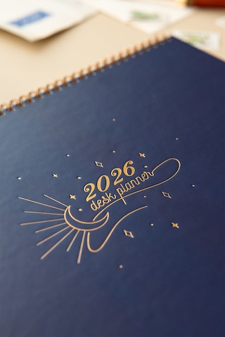 2026 Haftalık Spiralli Masaüstü Planlayıcı 24x34 Cm - Desk Planner Lacivert Lacivert