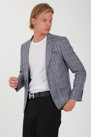 Sposo 5138 Dar Kalıp Kare Desenli Gri Erkek Blazer Ceket Gri