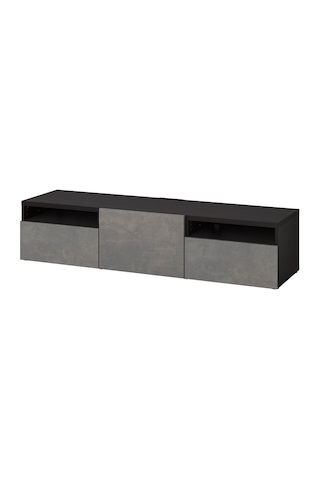 Tv Sehpası, Venge-koyu Gri, 180x42x39 Cm, Kallvıken, Çıt Çıt Raylı Gri