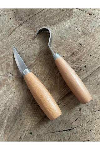 ÖZS AHŞAP OYMA DÜZELTME SETİ KUKSA KAŞIK OYMA BIÇAK SETİ 2 Lİ
