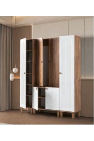 Bera Beyaz - Atlantik Çam 4 Kapılı Çiğdem Portmanto Atlantik Çam - Beyaz