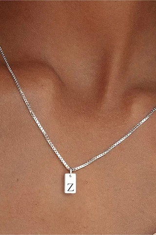 Azuris Silver 925k Gümüş Gurmet Zincir Plaka Harfi Harfli Kolye Z Gümüş