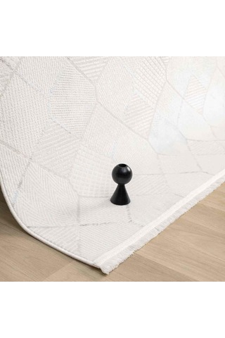 Beyaz Gri Bej Altıgen Geometrik Modern Halı - Ng15501gs