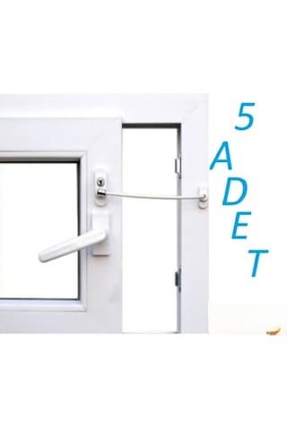 Çelik Halatlı Pvc Kapı Pencere Emniyet Kilidi Beyaz 5 Adet